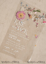 WEDDING INVITATIONS plexi acrylic mirror Blush Pink Clear real flowers Wedding Invitations, Elegant Garden  pampass gras Wedding Cards, Velvet  transparent  Wedding Invites,  Wedding Invitation Suite18