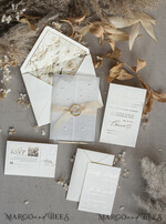 WEDDING INVITATIONS plexi acrylic mirror Ivory Beaded Wrapping Wedding Invitations, Elegant Clear Acrylic Wedding Cards, Plexi Transparent Wedding Invites, Wedding Invitation Suite with Pearls21