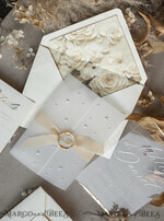 WEDDING INVITATIONS plexi acrylic mirror Ivory Beaded Wrapping Wedding Invitations, Elegant Clear Acrylic Wedding Cards, Plexi Transparent Wedding Invites, Wedding Invitation Suite with Pearls21