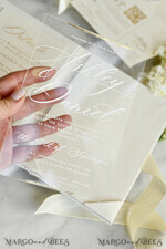WEDDING INVITATIONS plexi acrylic mirror velvet Cover Clear Wedding Invitations, Elegant dusty blue Wedding Cards,  Acrylic Wedding Invites, Mirror Gold Plexi Invitation Suite19
