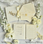 WEDDING INVITATIONS plexi acrylic mirror velvet Cover Clear Wedding Invitations, Elegant dusty blue Wedding Cards,  Acrylic Wedding Invites, Mirror Gold Plexi Invitation Suite19