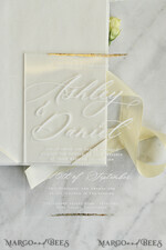 WEDDING INVITATIONS plexi acrylic mirror velvet Cover Clear Wedding Invitations, Elegant dusty blue Wedding Cards,  Acrylic Wedding Invites, Mirror Gold Plexi Invitation Suite19