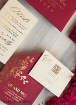 WEDDING INVITATIONS plexi acrylic mirror Burgundy Mirror gold Wedding Invitations, Elegant Garden Wedding Cards, maroon Acrylic Wedding Invites, Pampass Grass Gold Plexi Wedding Invitation Suite26