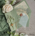 WEDDING INVITATIONS plexi acrylic mirror Sage Green Clear Arched Wedding Invitations, Elegant Garden Wedding Cards, Greenery Acrylic transparent  Wedding Invites,  Arch Plexi Wedding Invitation Suite22