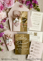 WEDDING INVITATIONS plexi acrylic mirror Gold Mirror Acrylic Wedding Invitations – Luxury Plexiglass Wedding Invitation Suite with Wax Seal & QR RSVP23