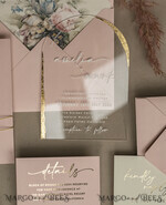 WEDDING INVITATIONS plexi acrylic mirror Blush Pink Clear Arched Wedding Invitations, Elegant Garden Wedding Cards, Nude Acrylic transparent  Wedding Invites,  Arch Plexi Wedding Invitation Suite32