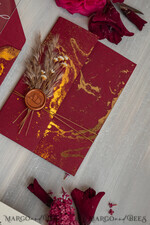 WEDDING INVITATIONS plexi acrylic mirror Burgundy Mirror gold Wedding Invitations, Elegant Marble Wedding Cards, maroon Acrylic Wedding Invites, Pampass Grass Gold Plexi Wedding Invitation Suite23