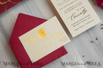 WEDDING INVITATIONS plexi acrylic mirror Burgundy Mirror gold Wedding Invitations, Elegant Marble Wedding Cards, maroon Acrylic Wedding Invites, Pampass Grass Gold Plexi Wedding Invitation Suite23