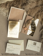 WEDDING INVITATIONS plexi acrylic mirror Beige Mirror gold Wedding Invitations, Elegant Garden Wedding Cards, Nude Acrylic Wedding Invites, Pampass Grass Gold Plexi Wedding Invitation Suite27