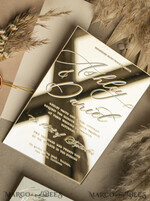 WEDDING INVITATIONS plexi acrylic mirror Beige Mirror gold Wedding Invitations, Elegant Garden Wedding Cards, Nude Acrylic Wedding Invites, Pampass Grass Gold Plexi Wedding Invitation Suite27