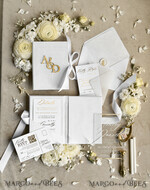 WEDDING INVITATIONS plexi acrylic mirror velvet Cover Clear Wedding Invitations, Elegant Ivory Wedding Cards,  Acrylic Wedding Invites, Mirror Gold Plexi Invitation Suite20