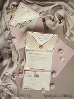 HOCHZEITS EINLADUNGEN 3-fach gefaltete Hochzeitseinladungen 3-fach Luxus Salbeigrün Spiegelgold Hochzeitskarten, elegante Gartenhochzeitskarten, glamouröse Acryl-Monogramm-Hochzeitseinladungen, Spiegelplexi florale Hochzeitsinvitation Suite.33