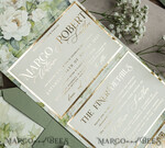 WEDDING INVITATIONS 3 fold wedding invitations  3 fold Luxury sage green Mirror gold Wedding Invitations, Elegant garden Wedding Cards, Glamour Acrylic Monogram Wedding Invites, Mirror Plexi floral Wedding Invitation Suite20