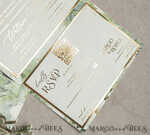 WEDDING INVITATIONS 3 fold wedding invitations  3 fold Luxury sage green Mirror gold Wedding Invitations, Elegant garden Wedding Cards, Glamour Acrylic Monogram Wedding Invites, Mirror Plexi floral Wedding Invitation Suite20