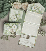 WEDDING INVITATIONS 3 fold wedding invitations  3 fold Luxury sage green Mirror gold Wedding Invitations, Elegant garden Wedding Cards, Glamour Acrylic Monogram Wedding Invites, Mirror Plexi floral Wedding Invitation Suite20