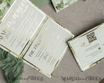 WEDDING INVITATIONS 3 fold wedding invitations  3 fold Luxury sage green Mirror gold Wedding Invitations, Elegant garden Wedding Cards, Glamour Acrylic Monogram Wedding Invites, Mirror Plexi floral Wedding Invitation Suite20