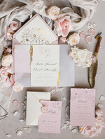 WEDDING INVITATIONS whimsical boho invites Vintage Floral golden Crest Monogram Blush Wedding Invitation with chiffon torn bow,  French Provence Garden Elegant Floral Wedding Invitation suite Deckled Torn edges , Elegant Toile de Jouy & Baroque Invitation set 31