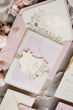 WEDDING INVITATIONS whimsical boho invites Vintage Floral golden Crest Monogram Blush Wedding Invitation with chiffon torn bow,  French Provence Garden Elegant Floral Wedding Invitation suite Deckled Torn edges , Elegant Toile de Jouy & Baroque Invitation set 31