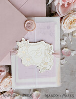 WEDDING INVITATIONS whimsical boho invites Vintage Floral golden Crest Monogram Blush Wedding Invitation with chiffon torn bow,  French Provence Garden Elegant Floral Wedding Invitation suite Deckled Torn edges , Elegant Toile de Jouy & Baroque Invitation set 31