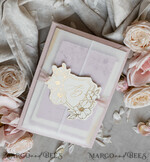 WEDDING INVITATIONS whimsical boho invites Vintage Floral golden Crest Monogram Blush Wedding Invitation with chiffon torn bow,  French Provence Garden Elegant Floral Wedding Invitation suite Deckled Torn edges , Elegant Toile de Jouy & Baroque Invitation set 31