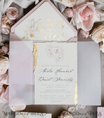 WEDDING INVITATIONS whimsical boho invites Vintage Floral golden Crest Monogram Blush Wedding Invitation with chiffon torn bow,  French Provence Garden Elegant Floral Wedding Invitation suite Deckled Torn edges , Elegant Toile de Jouy & Baroque Invitation set 31