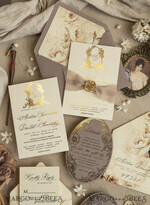 WEDDING INVITATIONS Vintage Baroque Vintage Baroque Wedding Invitation suite  Beige Golden Fine art Roses Wedding Invitations with rsvp Victorian wedding crest Chinoiserie Invites Royal Ornamental frame23