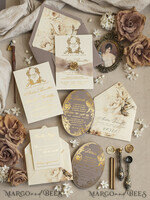WEDDING INVITATIONS Vintage Baroque Vintage Baroque Wedding Invitation suite  Beige Golden Fine art Roses Wedding Invitations with rsvp Victorian wedding crest Chinoiserie Invites Royal Ornamental frame23