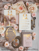 WEDDING INVITATIONS Vintage Baroque Vintage Baroque Wedding Invitation suite  Beige Golden Fine art Roses Wedding Invitations with rsvp Victorian wedding crest Chinoiserie Invites Royal Ornamental frame23