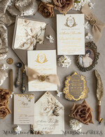WEDDING INVITATIONS Vintage Baroque Vintage Baroque Wedding Invitation suite  Beige Golden Fine art Roses Wedding Invitations with rsvp Victorian wedding crest Chinoiserie Invites Royal Ornamental frame25