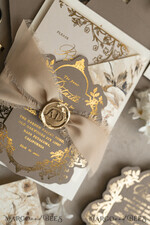 WEDDING INVITATIONS Vintage Baroque Vintage Baroque Wedding Invitation suite  Beige Golden Fine art Roses Wedding Invitations with rsvp Victorian wedding crest Chinoiserie Invites Royal Ornamental frame25