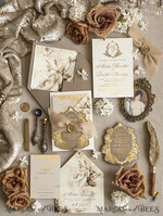 WEDDING INVITATIONS Vintage Baroque Vintage Baroque Wedding Invitation suite  Beige Golden Fine art Roses Wedding Invitations with rsvp Victorian wedding crest Chinoiserie Invites Royal Ornamental frame25
