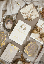 WEDDING INVITATIONS Vintage Baroque Vintage Baroque Wedding Invitation suite  Beige Golden Fine art Roses Wedding Invitations with rsvp Victorian wedding crest Chinoiserie Invites Royal Ornamental frame31