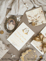 WEDDING INVITATIONS Vintage Baroque Vintage Baroque Wedding Invitation suite  Beige Golden Fine art Roses Wedding Invitations with rsvp Victorian wedding crest Chinoiserie Invites Royal Ornamental frame31