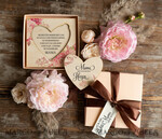 Geschenke zum Muttertag Grußkarten für Mama Holzkarte mit Herz in Geschenkbox – Muttertagsgeschenk mit Widmung, Blumen & Wachssiegel3