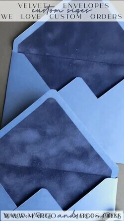 Ivory envelopes for invitations with velvet liners, a7 handmade