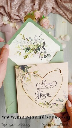 Geschenke zum Muttertag Grußkarten für Mama Holzkarte mit Herz für Mama – Geschenkidee zum Muttertag mit Umschlag & Siegel2